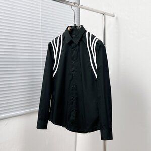 Alexander McQueen over-the-shoulder color-blocked woven shirt